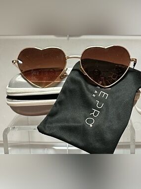 Wear M Pro Heart-Shaped Gold Frame Sunglasses with Brown Lenses